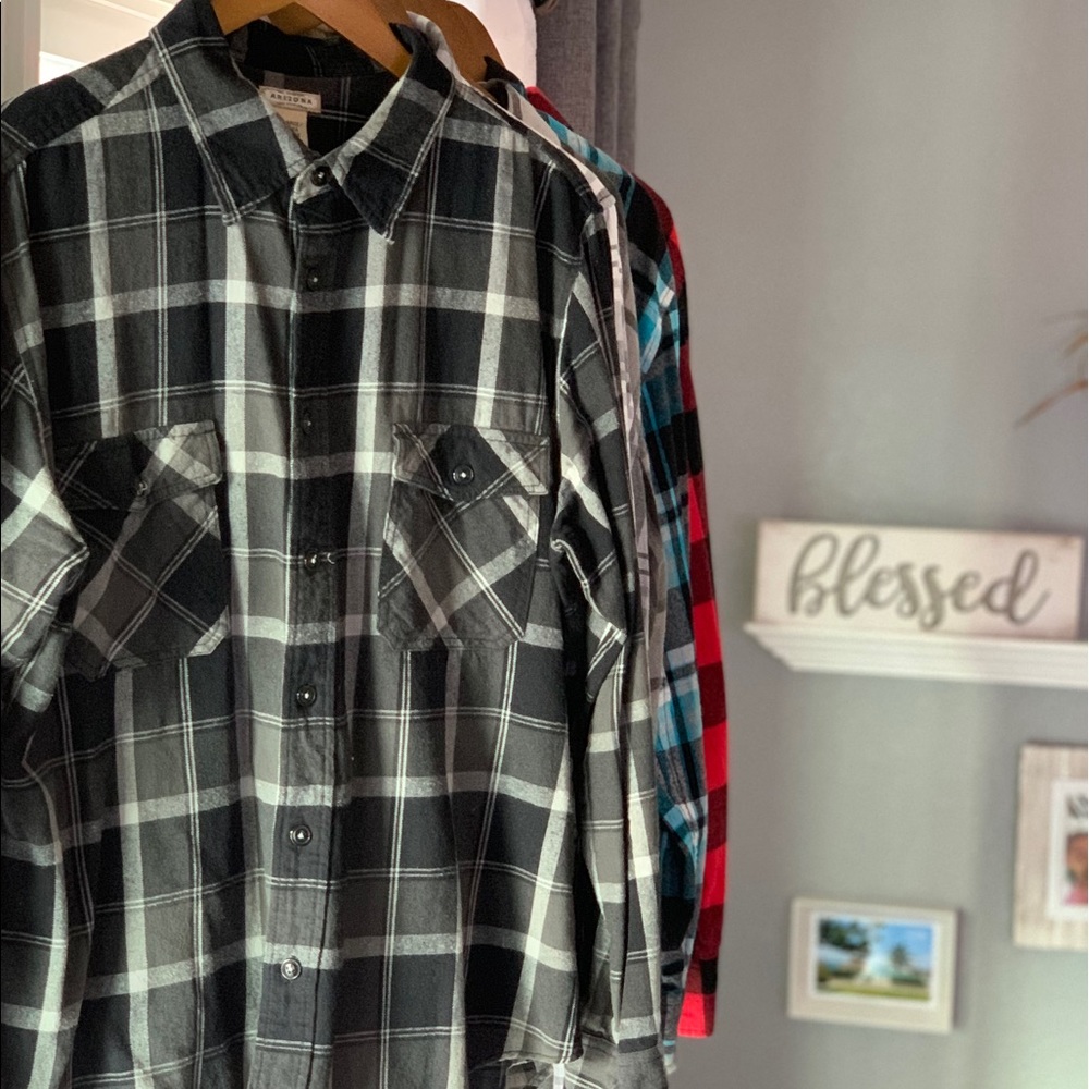 Gray and white flannel button up